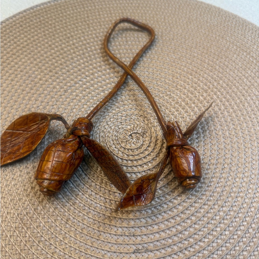 Brahmin Roses Brown Leather Tassel